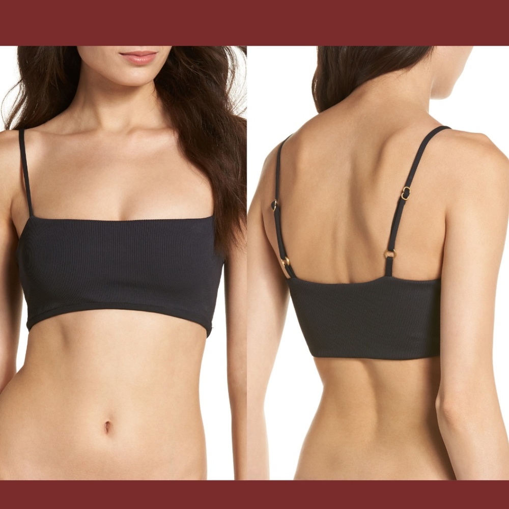 NEW $92 L Space Ridin' High Rebel Ribbed Bikini Top‎ in Black [SZ XS ]